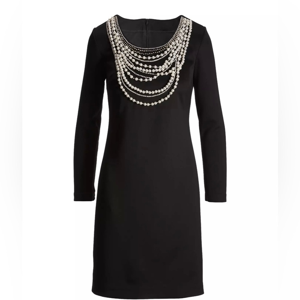 Boston Proper Perl Necklace Sheath Dress, Size 16